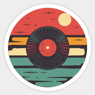 Music Disk with Floral Design with sunset background Sticker